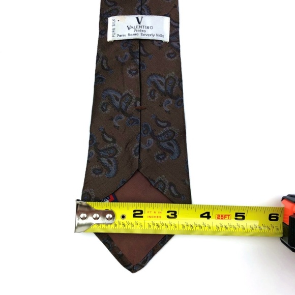 Vintage Valentino Pietro Brown Handmade Silk Tie - Picture 4 of 5